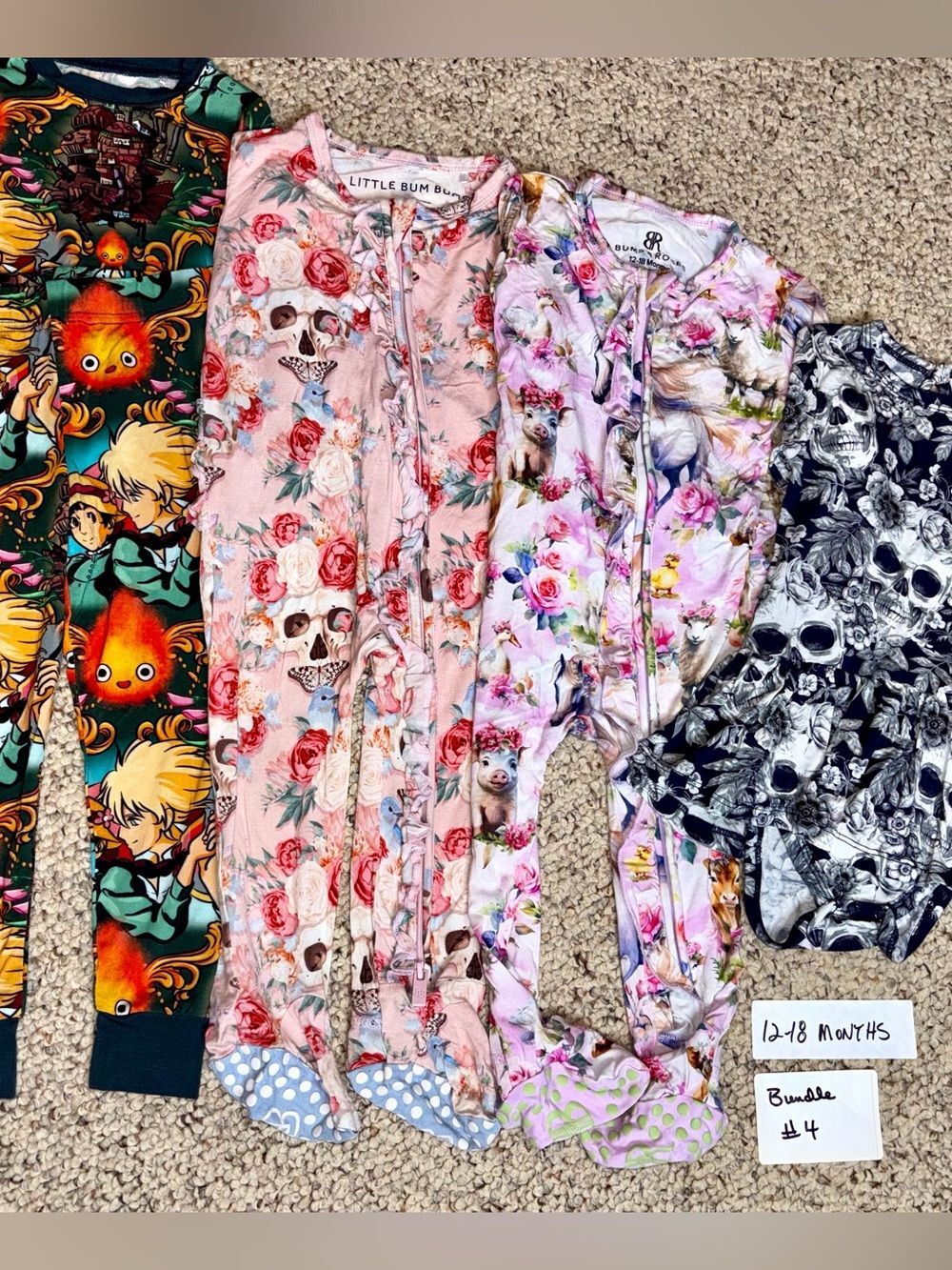 Little Bum Bums Bamboo Rompers/pajama Sets 12-18 months